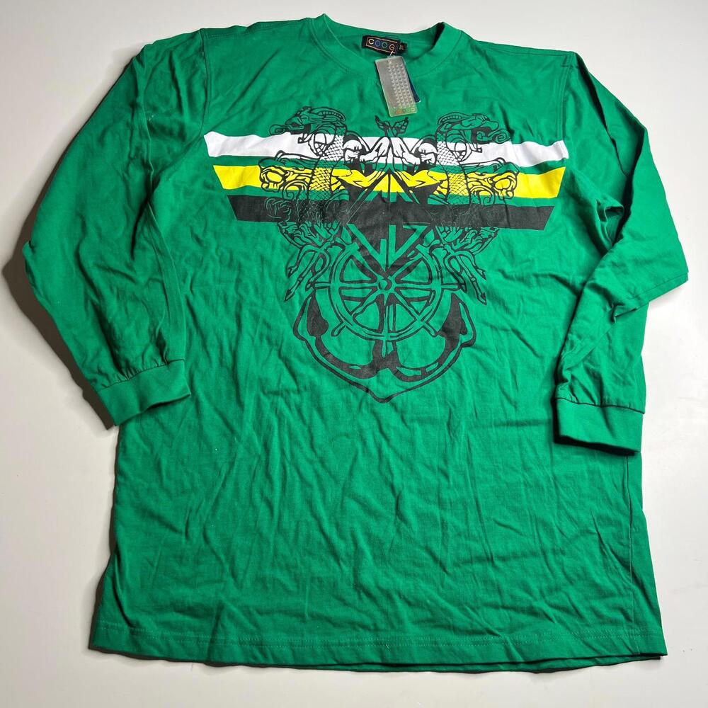 COOGI‎ Green Graphic Long Sleeve T Shirt 2XL New With Tags Streetwear 00s y2k
